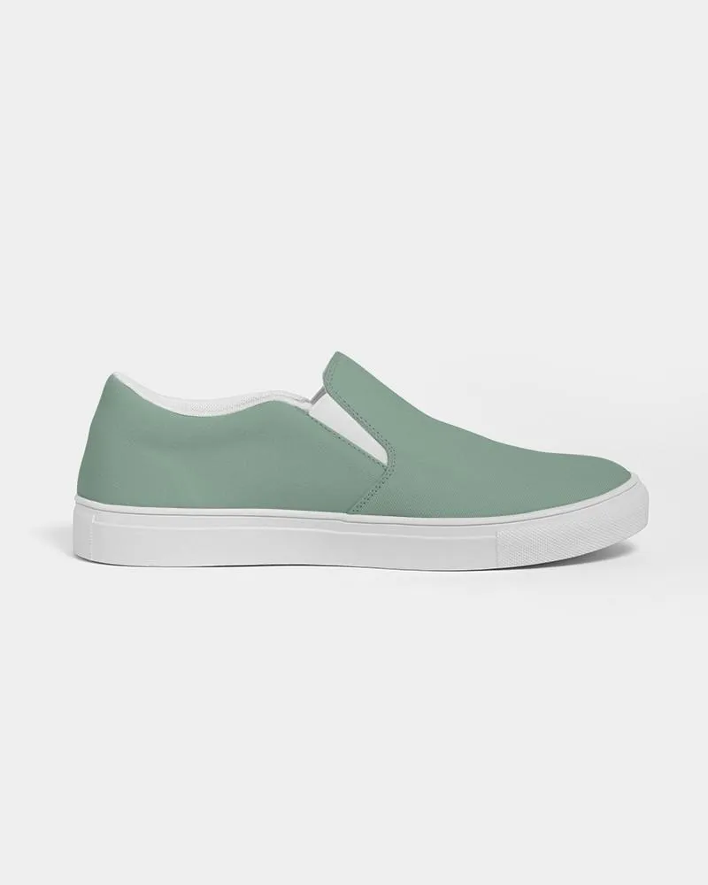 Shaded Pale Pastel Green Gray Slip-On Canvas Sneakers | Women's | C30M0Y30K30