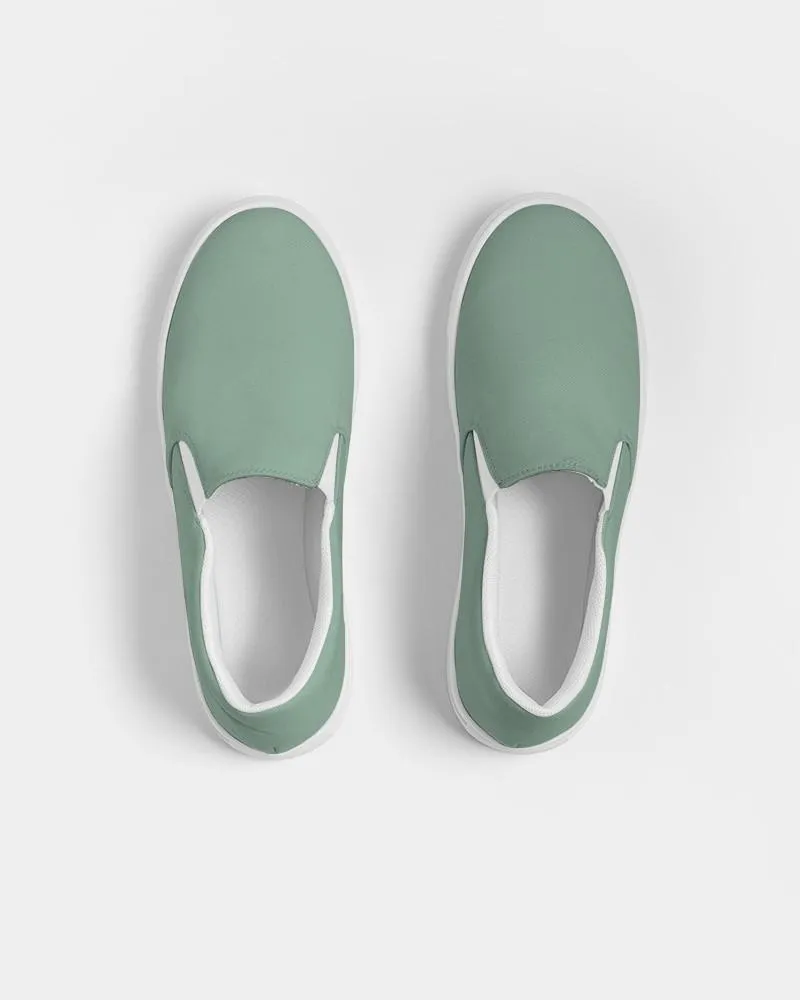 Shaded Pale Pastel Green Gray Slip-On Canvas Sneakers | Women's | C30M0Y30K30