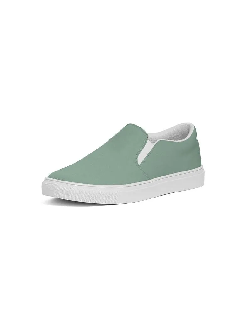 Shaded Pale Pastel Green Gray Slip-On Canvas Sneakers | Women's | C30M0Y30K30