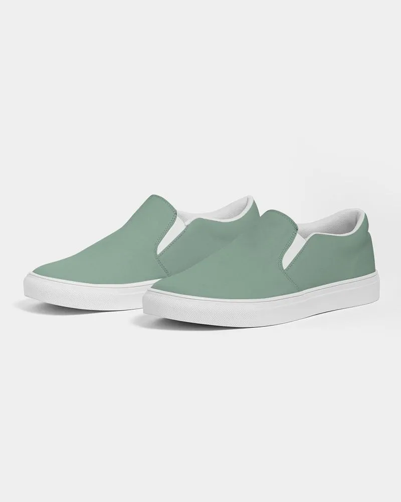 Shaded Pale Pastel Green Gray Slip-On Canvas Sneakers | Women's | C30M0Y30K30