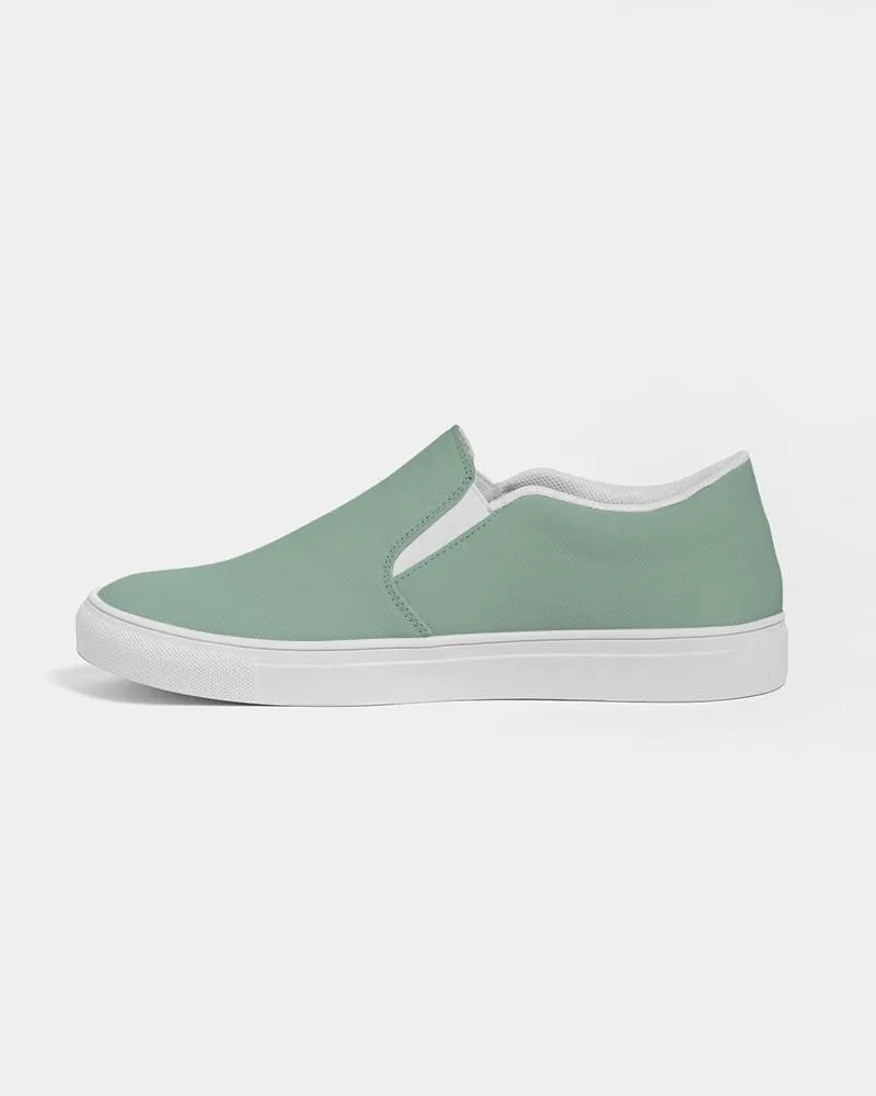 Shaded Pale Pastel Green Gray Slip-On Canvas Sneakers | Women's | C30M0Y30K30