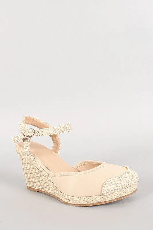 Slingback Buckle Round Toe Espadrille Wedge