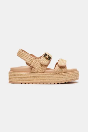 Steve Madden Bigmona Platforom Sandal in Natural Raffia