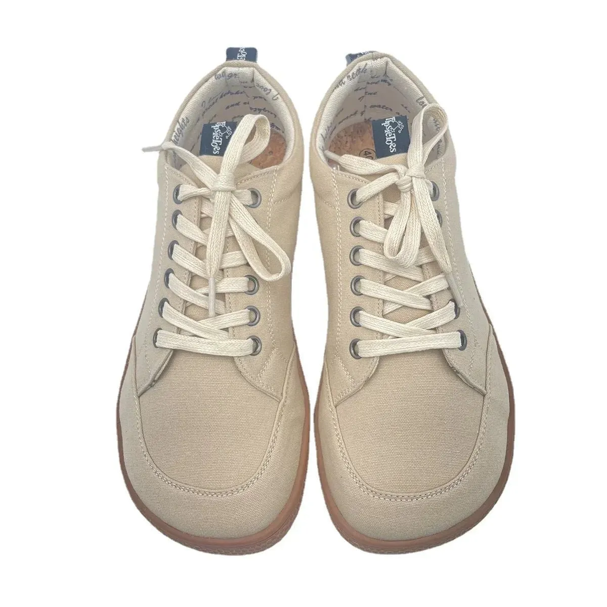 Tipsietoes Natural Cotton Canvas Barefoot Sneakers - Zero Drop, Wide Toe Box