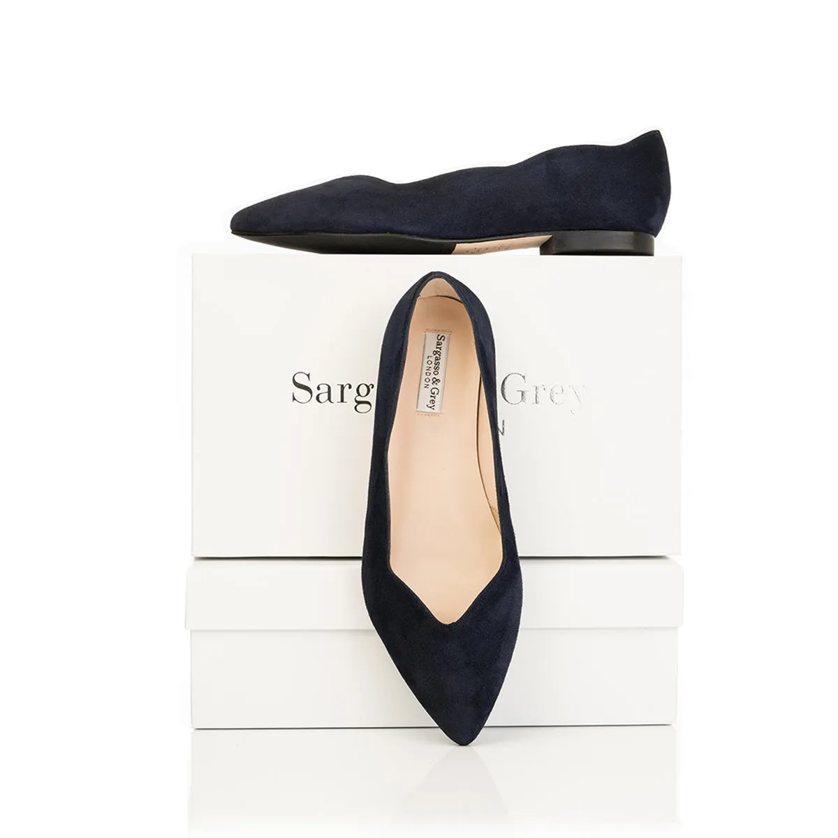 Vivienne Extra-Wide Fit Ballet Flats - Navy Suede