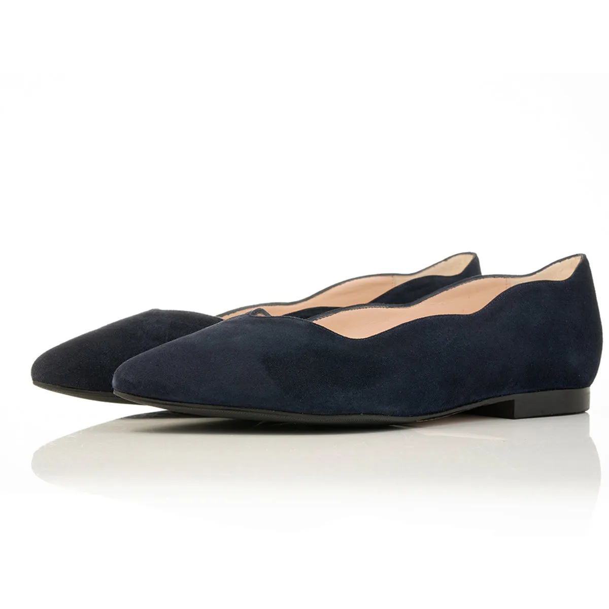 Vivienne Extra-Wide Fit Ballet Flats - Navy Suede