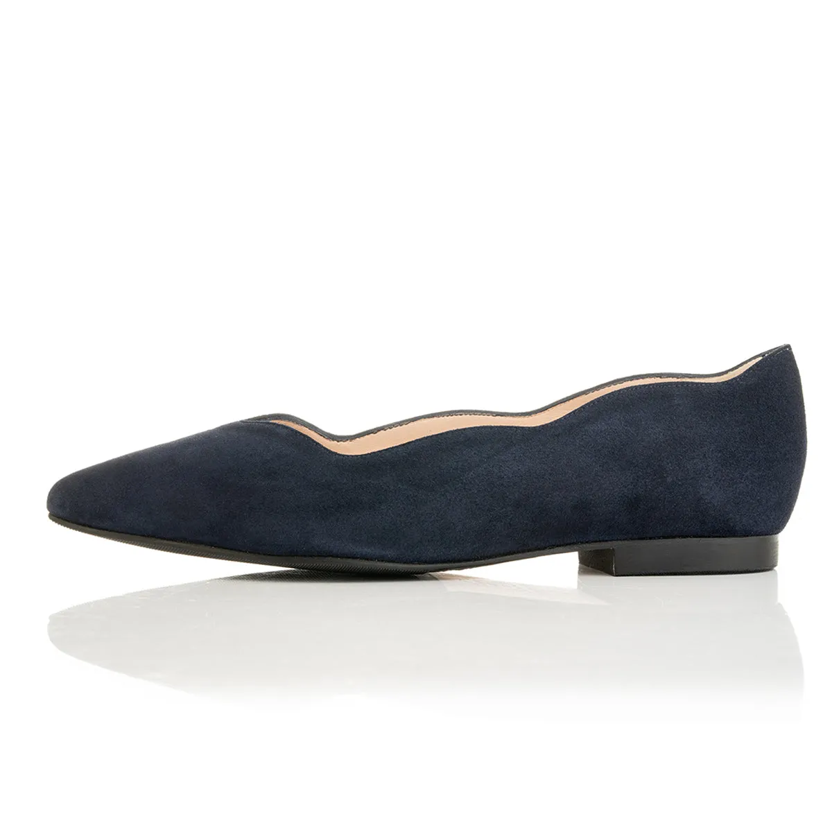 Vivienne Extra-Wide Fit Ballet Flats - Navy Suede