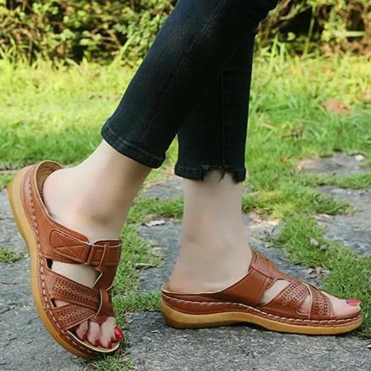 Women low heel slip on summer outdoor comfortable sandals