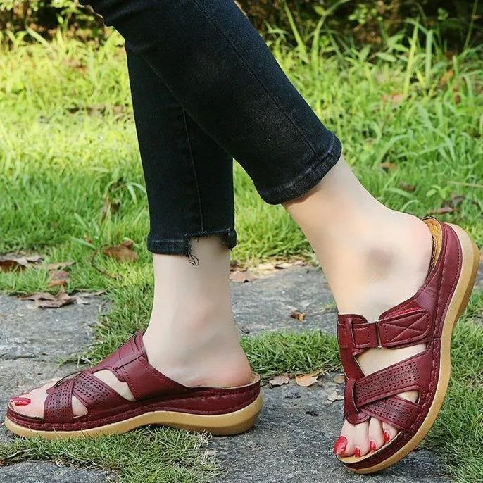 Women low heel slip on summer outdoor comfortable sandals