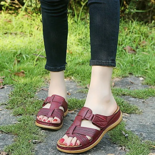 Women low heel slip on summer outdoor comfortable sandals