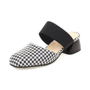 Women's Ethnic Stretch Block Chunky Heel Slides