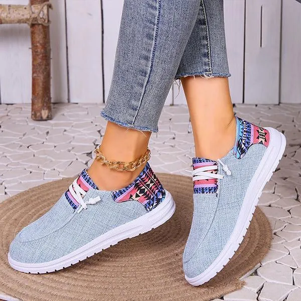 Women's Patchwork Lace-Up Casual Canvas Shoes 90736402S