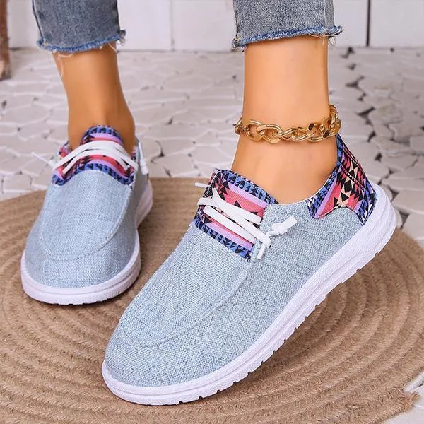 Women's Patchwork Lace-Up Casual Canvas Shoes 90736402S