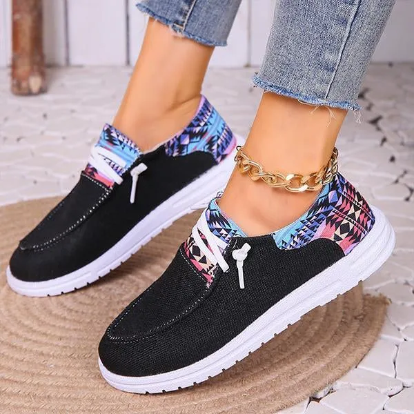 Women's Patchwork Lace-Up Casual Canvas Shoes 90736402S