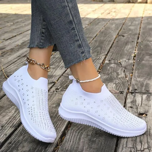 Women's Rhinestone Casual Mesh Slip-On Sneakers 01686231S