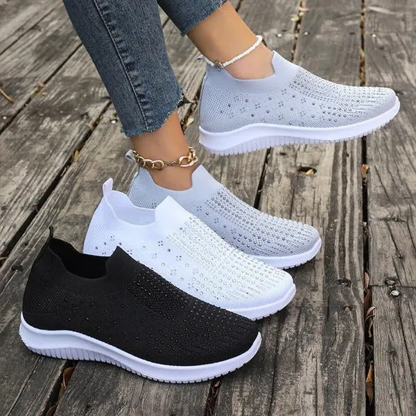 Women's Rhinestone Casual Mesh Slip-On Sneakers 01686231S