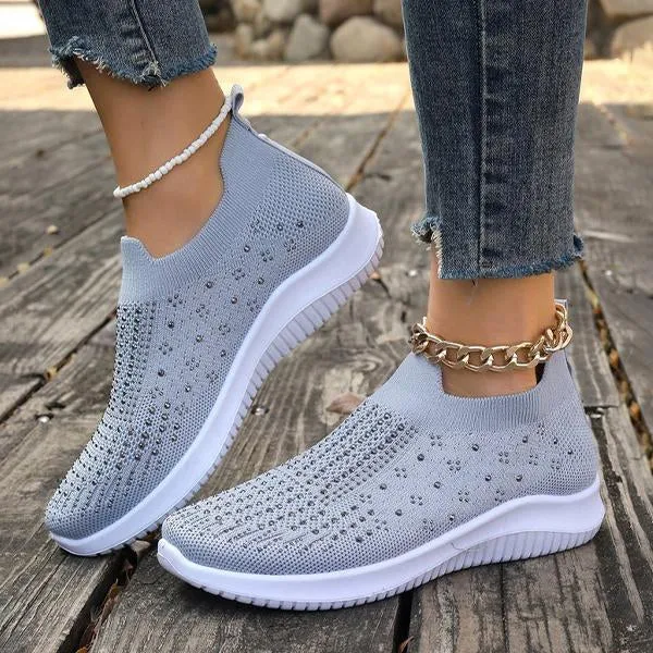 Women's Rhinestone Casual Mesh Slip-On Sneakers 01686231S