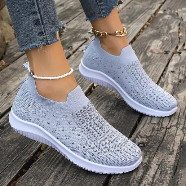 Women's Rhinestone Casual Mesh Slip-On Sneakers 01686231S