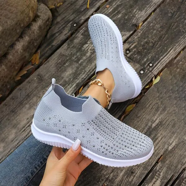 Women's Rhinestone Casual Mesh Slip-On Sneakers 01686231S