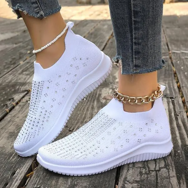 Women's Rhinestone Casual Mesh Slip-On Sneakers 01686231S