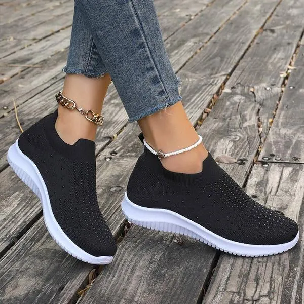 Women's Rhinestone Casual Mesh Slip-On Sneakers 01686231S