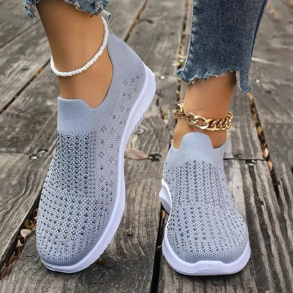 Women's Rhinestone Casual Mesh Slip-On Sneakers 01686231S