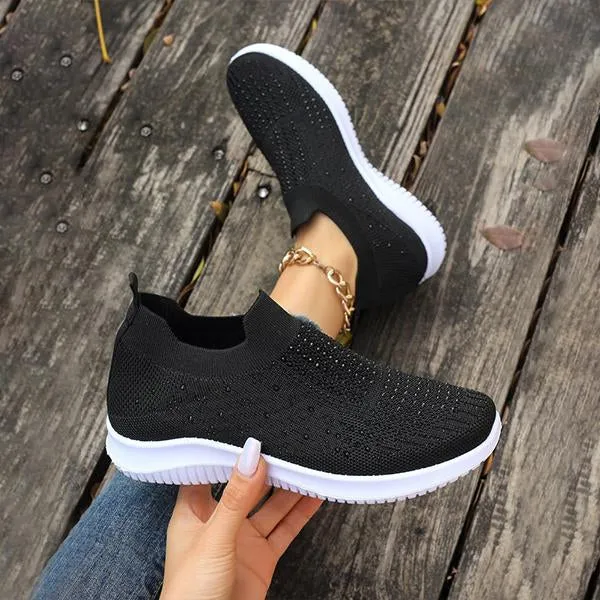 Women's Rhinestone Casual Mesh Slip-On Sneakers 01686231S