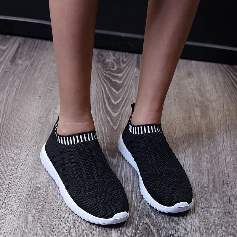 Women's Summer Slip On Sock Sneakers - Breathable, Walking, Flat, Gym Trainers