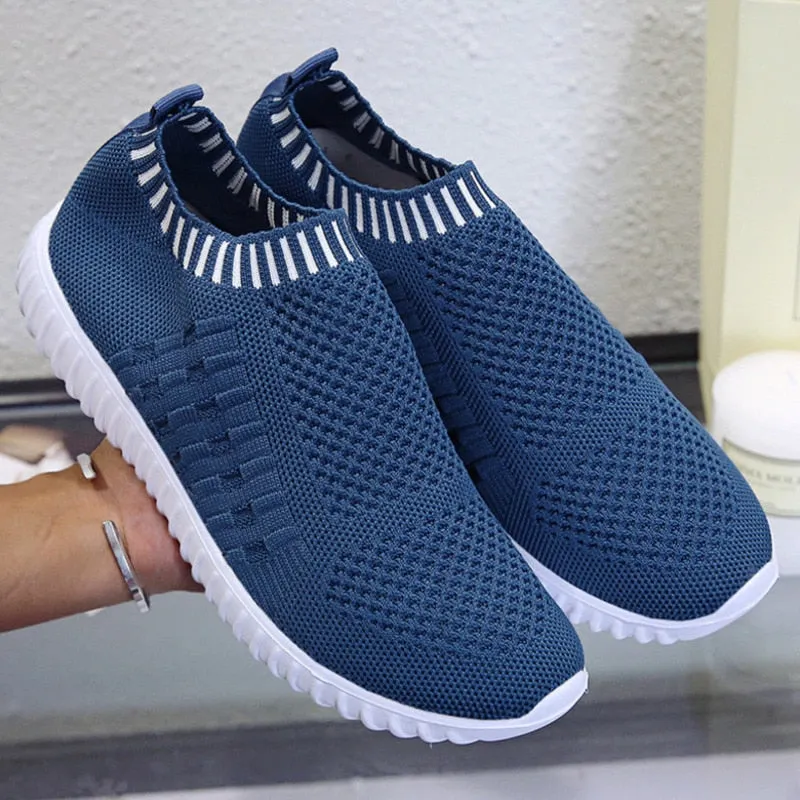 Women's Summer Slip On Sock Sneakers - Breathable, Walking, Flat, Gym Trainers