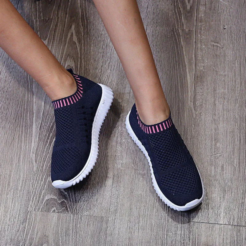 Women's Summer Slip On Sock Sneakers - Breathable, Walking, Flat, Gym Trainers