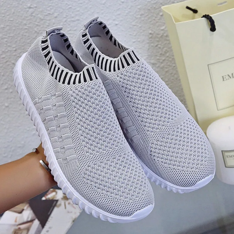 Women's Summer Slip On Sock Sneakers - Breathable, Walking, Flat, Gym Trainers